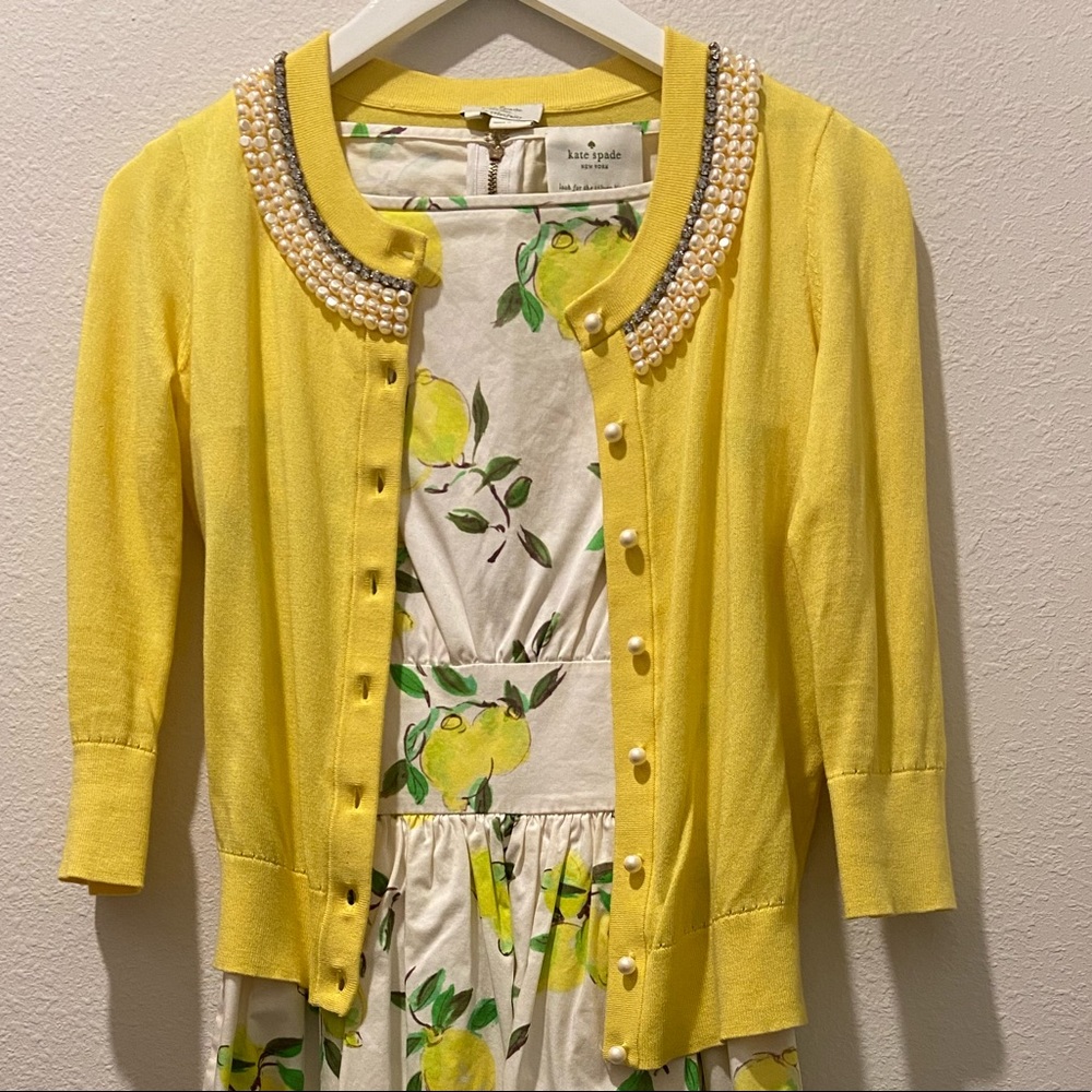 XS Kate Spade Yellow Jewel Embellished Cardigan